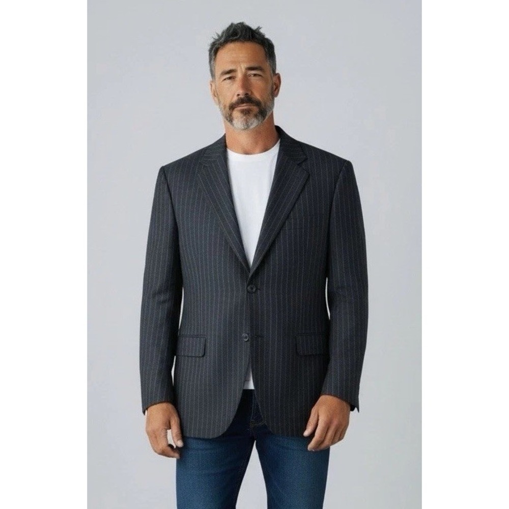 CANALI Mens Navy Blazer Wool US Size 42 Large Double Vented Jacket Sports Coat